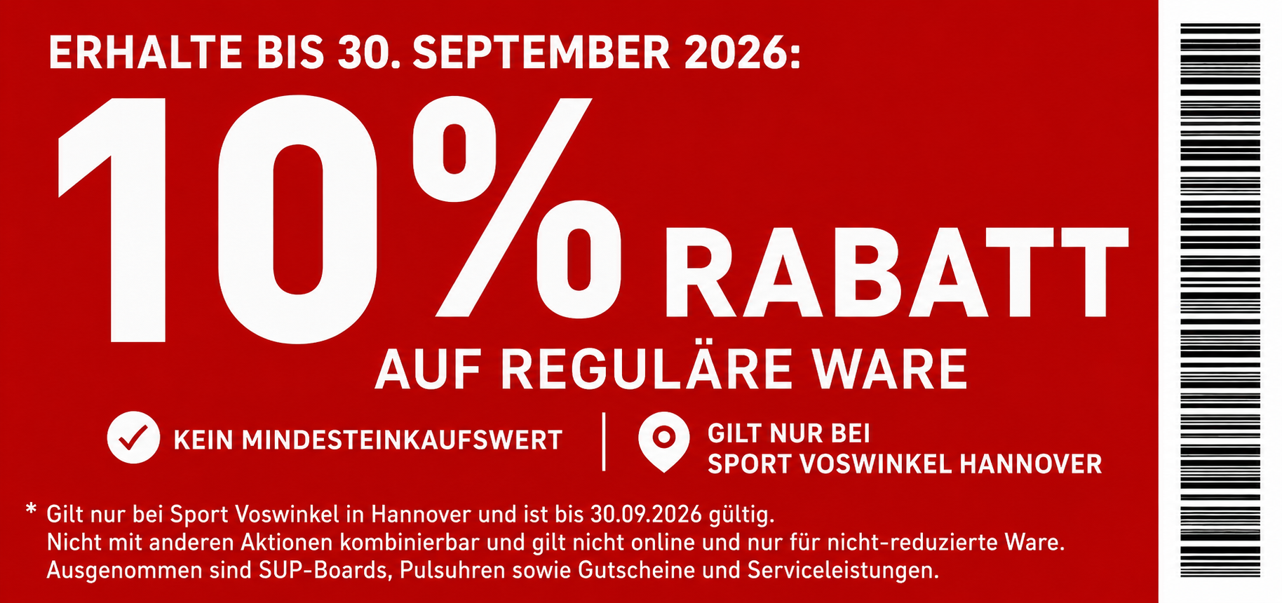 SPORT Voswinkel 10 Prozent Rabatt Coupon, gültig bis 30.09.2026